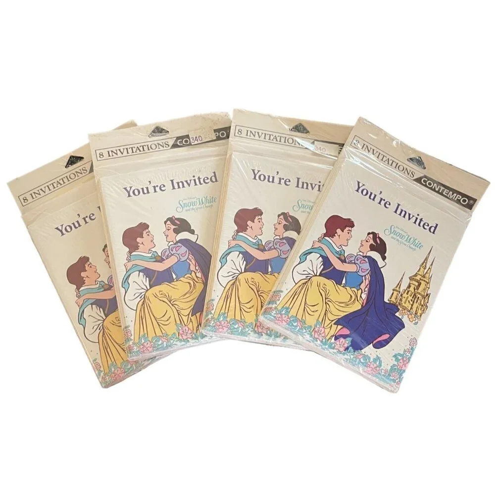 Snow White 4 Packs Contempo Party Invitations Cards (32 Total) With Envelopes